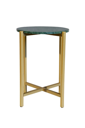 English Elm Marble Side Table With Elegant Green Top & Gold Metal Frame - Stylish Accent For Any Space! B346P320737