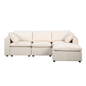 English Elm Modular Sectional Sofa: Versatile U-Shaped Couch With Ottomans For Stylish Living Room Comfort W1123S00036