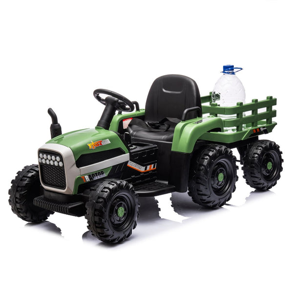 English Elm Ride on Electric Tractor Toy with Trailer 24v 400w Dual Motors Remote Control Led Emerald W1578P193905
