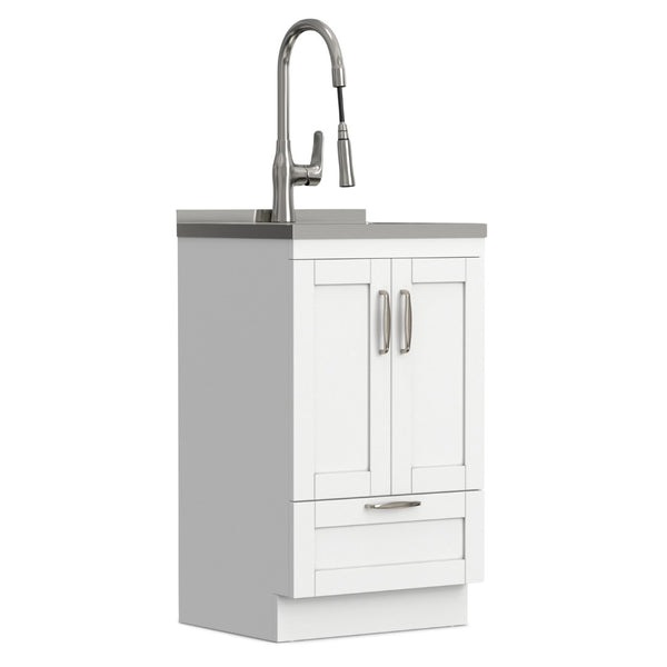 English Elm Darwin Stainless Steel Utility Sink with Shaker Cabinet for Laundry and Garage B136P427210