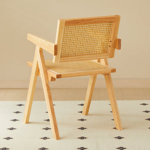 English Elm 2 Dining Chairs - Elegant Rubberwood With Hand-Woven Rattan, Versatile For Dining & Living Spaces W2720P237603
