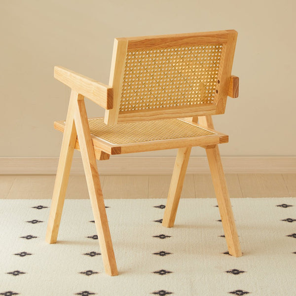 English Elm 2 Dining Chairs - Elegant Rubberwood With Hand-Woven Rattan, Versatile For Dining & Living Spaces W2720P237603