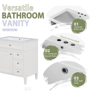 English Elm 30'' Bathroom Vanity Set With Sink, Modern Storage Cabinet, Mirror & 3 Drawers For Efficient Organization SW000127AAK-3