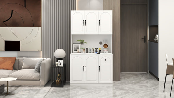 English Elm Kitchen Island with Extensible Wood Top Spice Towel Rack Storage on Casters W282S00034