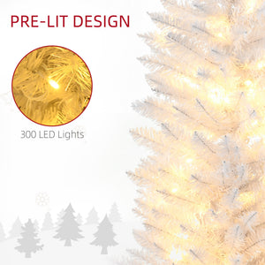 English Elm Homcom 8' Slim Noble Fir Pre-Lit Christmas Tree With 300 Led Lights - Perfect For Small Spaces! W2225P249659