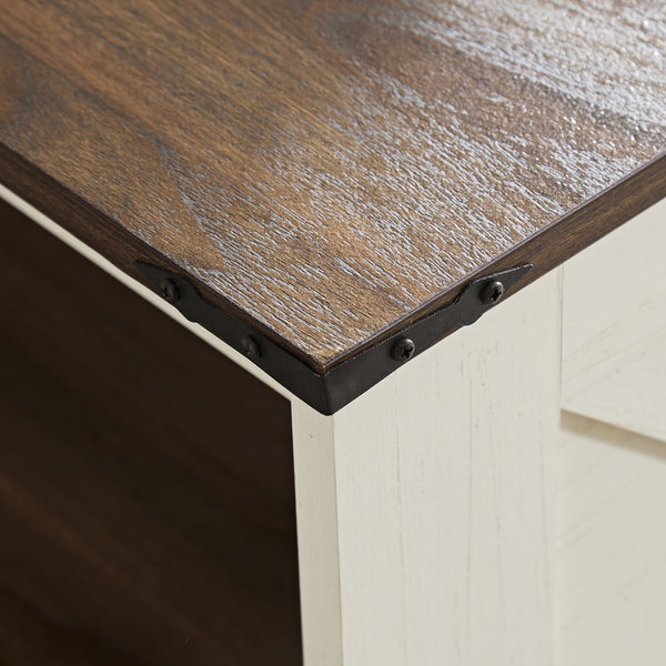 English Elm Coffee Two-Tier Farmhouse Coffee Table with Storage, Scratch-Resistant Walnut & Ivory Finish, Multifunctional 35.4"x20" W2393P168728