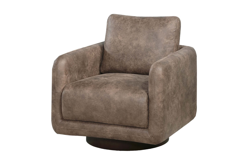 English Elm Gorgeous swivel accent chair in leather-like fabric with 360° movement, plush pillow and sleek base Auburn 33 L x 32 W x 22 H B011P369864