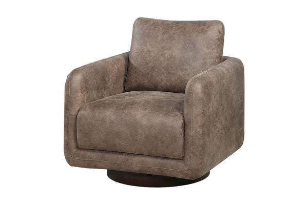 English Elm Gorgeous swivel accent chair in leather-like fabric with 360° movement, plush pillow and sleek base Auburn 33 L x 32 W x 22 H B011P369864