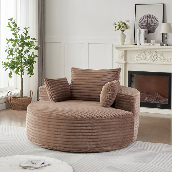 English Elm 55'l Corduroy Sleeper Chair Fluffy Lounge Seat for Bedroom or Media Room W834P403827
