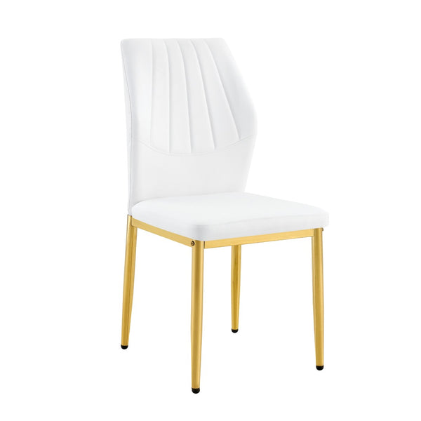 English Elm Table and Chair Set Marble Glass Top Gold Leg Modern Glam Dining Room 5 Piece W1151S04653