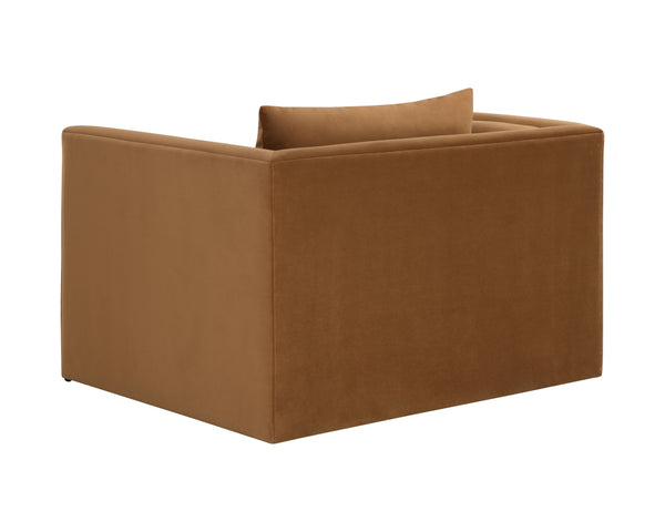 Sunpan Kira Armchair - Modern Design with Soft Geometric Lines, Durable Performance Fabric, Handcrafted Elegance Meg Gold