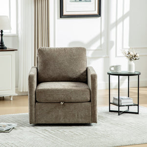 English Elm 29.5''w Chenille Swivel Club Chair with Hidden Storage Tufted Square Seat for Reading Nooks Taupe W3118P419158