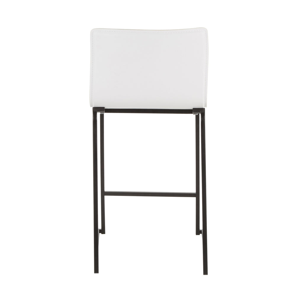 English Elm Mara 26" Modern Counter Stools Set Of 2 In Stylish Black Metal & White Faux Leather For Any Space B202P222059