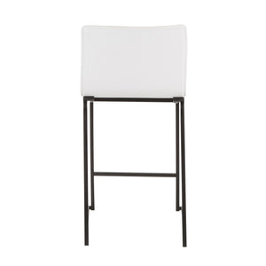 English Elm Mara 26" Modern Counter Stools Set Of 2 In Stylish Black Metal & White Faux Leather For Any Space B202P222059