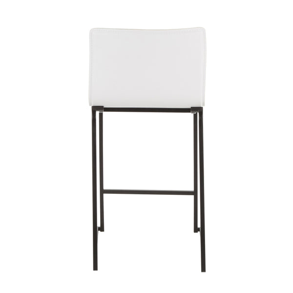 English Elm Mara 26" Modern Counter Stools Set Of 2 In Stylish Black Metal & White Faux Leather For Any Space B202P222059