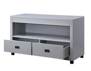 English Elm Dove Grey 2-Drawer Sofa Table with Top Compartment, 47" Wide Poplar Veneer Console for Entryway Decor B062P215416