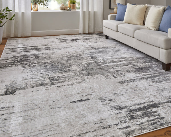 Feizy Rugs Prasad Abstract Distressed Rug – Durable Polypropylene Blend, Stain Resistant, Modern Geometric Design Ivory,Gray,Taupe Polypropylene,Polyester 67039n9fivychlg99