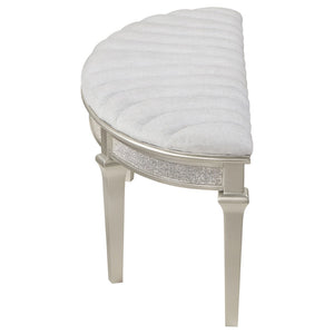 English Elm Colwood Channel Tufted Ivory Curved Bench with Tapered Legs for Bedroom Entryway B062P441145