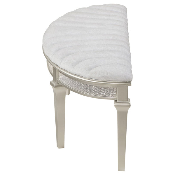 English Elm Colwood Channel Tufted Ivory Curved Bench with Tapered Legs for Bedroom Entryway B062P441145