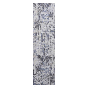 English Elm Payas Collection Modern Abstract Runner Rug In Grey & Denim - Stylish, Durable, Kid-Friendly Design B189P183551-GIGA