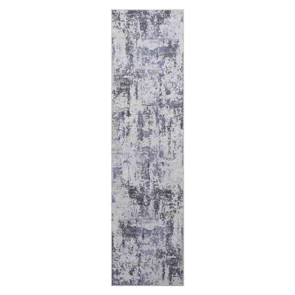 English Elm Payas Collection Modern Abstract Runner Rug In Grey & Denim - Stylish, Durable, Kid-Friendly Design B189P183551-GIGA