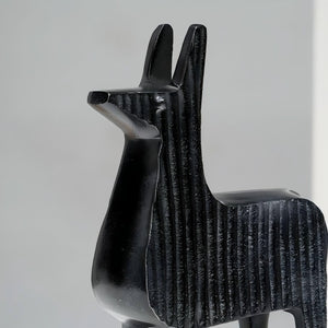 English Elm Black Ribbed Llama Sculpture - Whimsical Aluminum Table Decor For Modern Home & Office Accents B346P336931