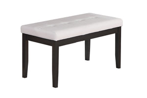 English Elm 5 5-Piece Dining Set with Faux Marble Top, White Two-Tone Finish, Upholstered Chairs & Bench — Elegant Comfort for Small Spaces B089P390144