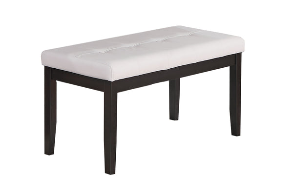 English Elm 5 5-Piece Dining Set with Faux Marble Top, White Two-Tone Finish, Upholstered Chairs & Bench — Elegant Comfort for Small Spaces B089P390144