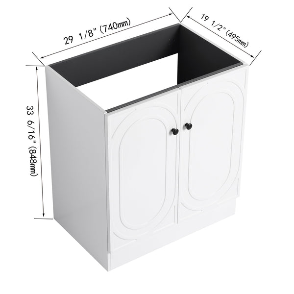 English Elm 30" Modern Freestanding Bathroom Vanity with Integrated Basin, Adjustable Shelf & 3 Metal Handles White W999P241065
