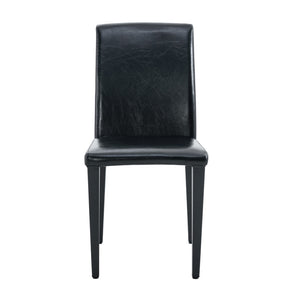 English Elm Four Black Pu Leather Dining Chairs with Steel Legs for Modern Industrial Kitchens W1151P372918