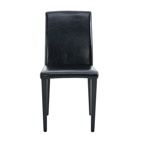 English Elm Four Black Pu Leather Dining Chairs with Steel Legs for Modern Industrial Kitchens W1151P372918