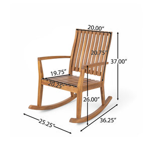 English Elm Christopher Knight Home® - Outdoor Solid Wood Rocking Chair Set of 2 - Teak Acacia Ergonomic Oversized Contour, Easy Assembly N772P265275T