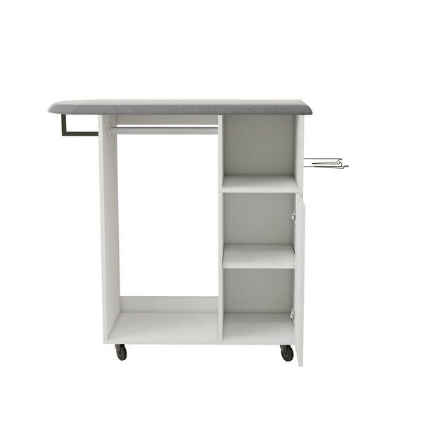 English Elm Ironing Cart Rolling Ironing Board Cabinet with Wheels, Compact Multipurpose Laundry Storage and Foldable Design W1120P217817
