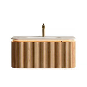 English Elm Dina Floating Bathroom Vanity with Sintered Stone Top and Soft Close Drawer W2615P370909