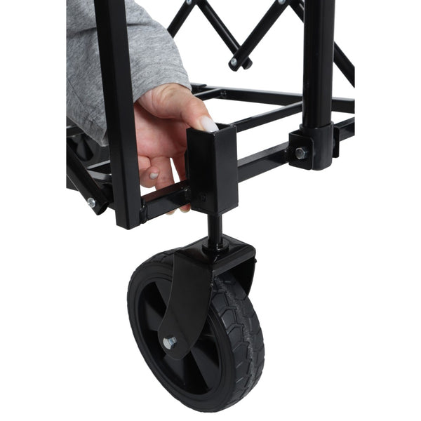 English Elm All-in-one Folding Camping Wagon with Bench Seating Storage and Pet Tether Outdoor Black+ Gray W2932P312713