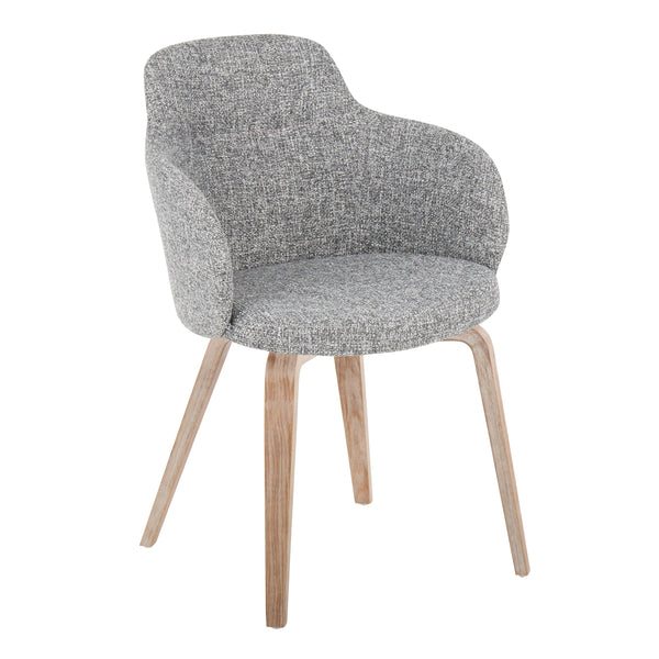 English Elm Boyne Modern Dining Accent Chair by LumiSource with Padded Bucket Seat, Whitewashed Bentwood Legs (Set of 2) Grey B202S01175