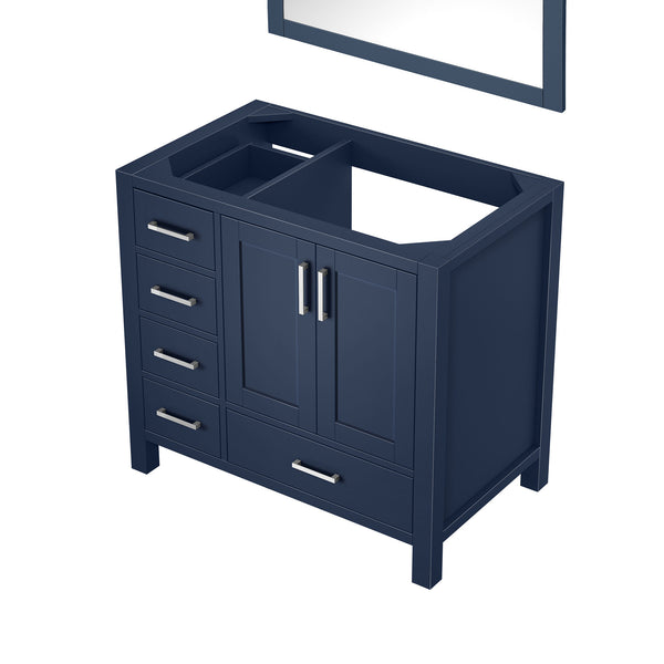 English Elm Navy Blue Bath Vanity With Mirror - 36" W X 22" D, Right Offset Sink, Ample Storage & Easy Install B2731S00513