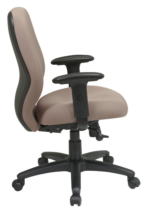 OSP Home Furnishings Mid Back Ergonomic Manager Chair with Synchro Tilt Lumbar Support and Padded Arms Taupe 3121-232