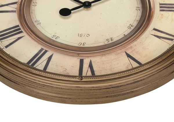 English Elm Clocks, 20" Round Antique Brown Wall Clock With Vintage Roman Numerals & Silent Quartz Movement B2710P287080