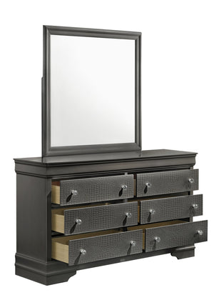 English Elm Blaze Modern 6-Drawer Dresser In Metallic Gray - Chic Storage Solution For Stylish Bedrooms G150108706