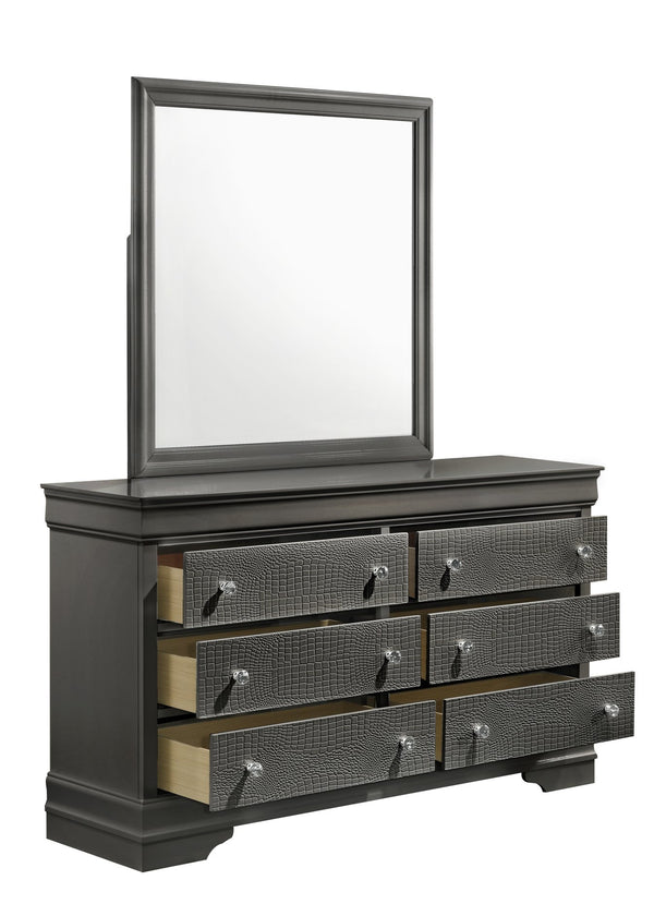 English Elm Blaze Modern 6-Drawer Dresser In Metallic Gray - Chic Storage Solution For Stylish Bedrooms G150108706