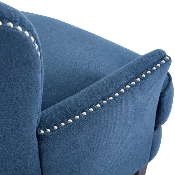 English Elm Christopher Knight Home® - Mirod Vintage Upholstered Lounge Chair with Tufted Back and Nailhead Trim, Solid Wood Legs, Cozy Comfort Navy Blue N760P253374V