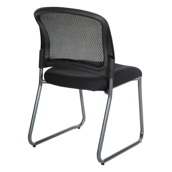 OSP Home Furnishings Titanium Steel Sled Base Visitor Chair with Mesh Back for Modern Office Spaces 86725R-30