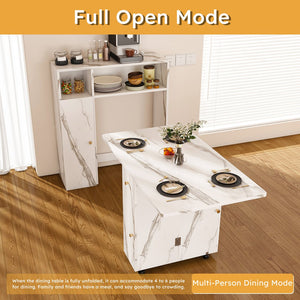 English Elm Multifunctional Wall-Mounted Folding Dining Table with Sideboard, Storage, Power Sockets — Space-Saving Solution for Small Apartments W2700P292104
