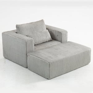 English Elm Oversized Corduroy Floor Lounge Chair with Modular Ottoman All Foam Deep Seat W3326S00027