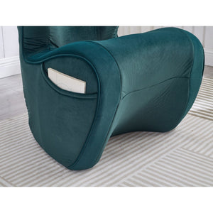 English Elm Ergonomic Floor Chair Velvet Upholstered Lumbar Support Seat for Reading Nook or Lounge Dark Green W1097P462005
