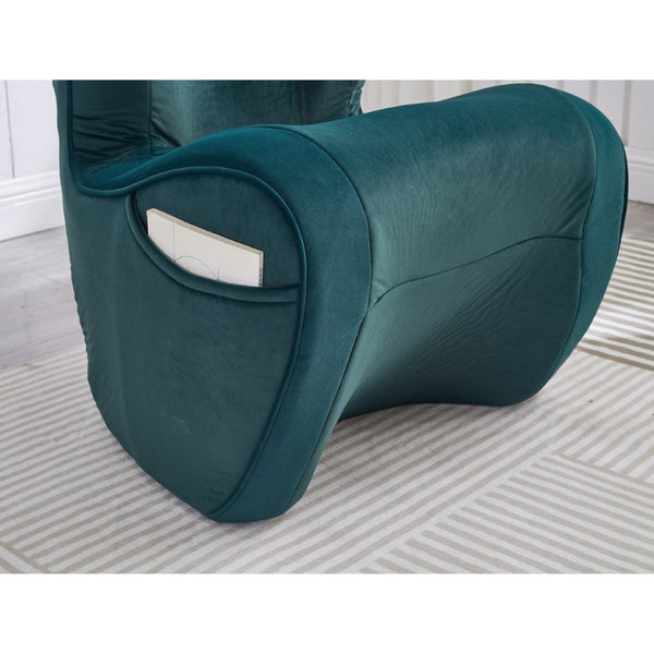 English Elm Ergonomic Floor Chair Velvet Upholstered Lumbar Support Seat for Reading Nook or Lounge Dark Green W1097P462005