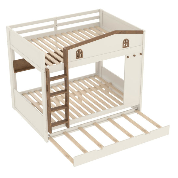 English Elm Twin Xl Solid Pine Loft Bed with Built-in Led Lighting and Storage Shelves W1580S00392