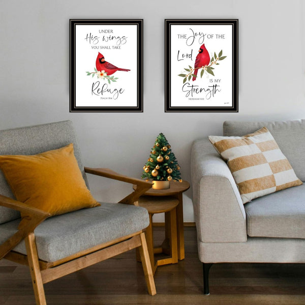 English Elm Trendy Red Cardinal Faith Scripture Two Piece Black Framed Art for Home Walls B067P256626