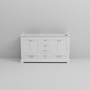 English Elm White Double-Sink Bath Vanity - Elegant 60" W X 22" D Solid Wood With Ample Storage & Soft-Close Drawers B2731P258232-GIGA